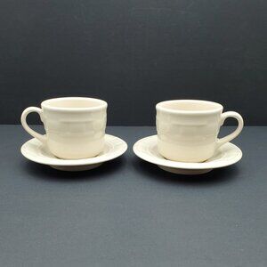 Longaberger Woven Traditions Ivory Mugs & Saucers Flat Cups and Saucers Sets